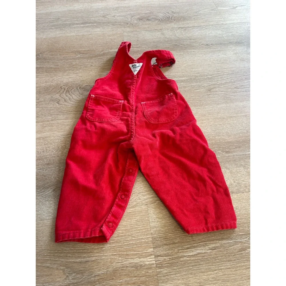 Vtg OshKosh Bgosh Red Corduroy Overalls Boys 18 Months Bib Overalls 18M Red